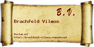 Brachfeld Vilmos névjegykártya